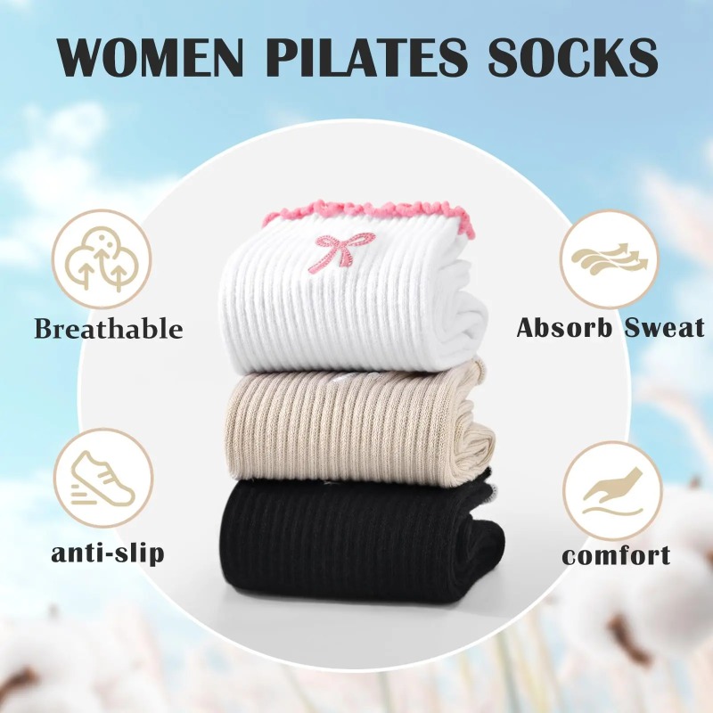 Yoga Pilates Yoga - Professionelle Yoga-Socken, Baumwoll-Riemen mit Silikon-Antirutschbeschichtung für
