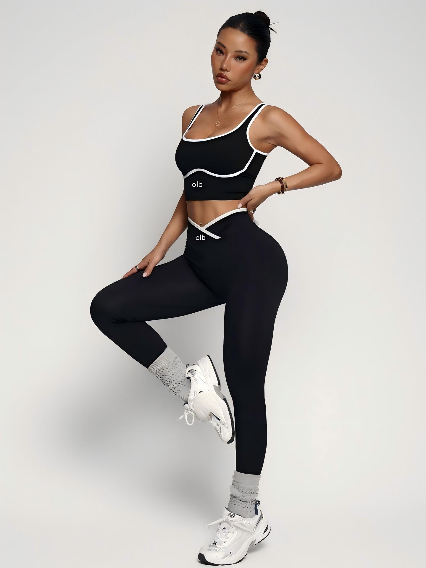 Pilates Yoga Gear - 2-teiliger neuer Sport-BH, Weste, Hose, Fitnessanzug,