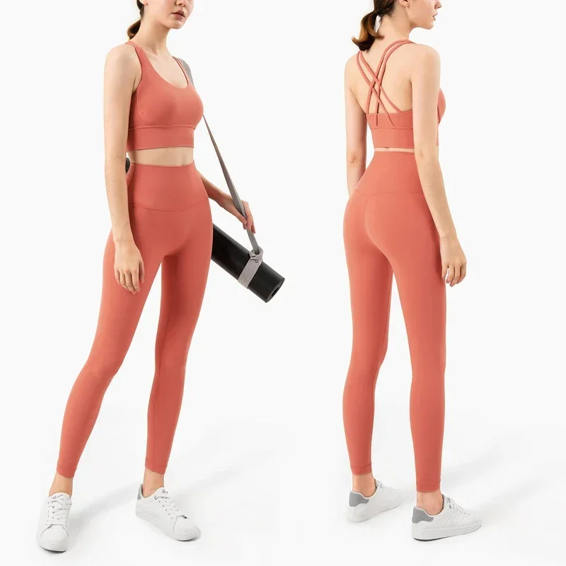Pilates Yoga Gear - Damen Zweiteiliger Yoga-Anzug in Unifarbe, Hochintensiver