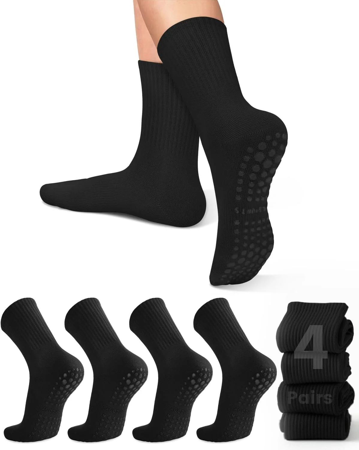 Yoga Pilates Yoga - 4 Paar Damen-Yoga-Socken, einfarbige, rutschfeste Yoga-Pilates-Ballettsocken