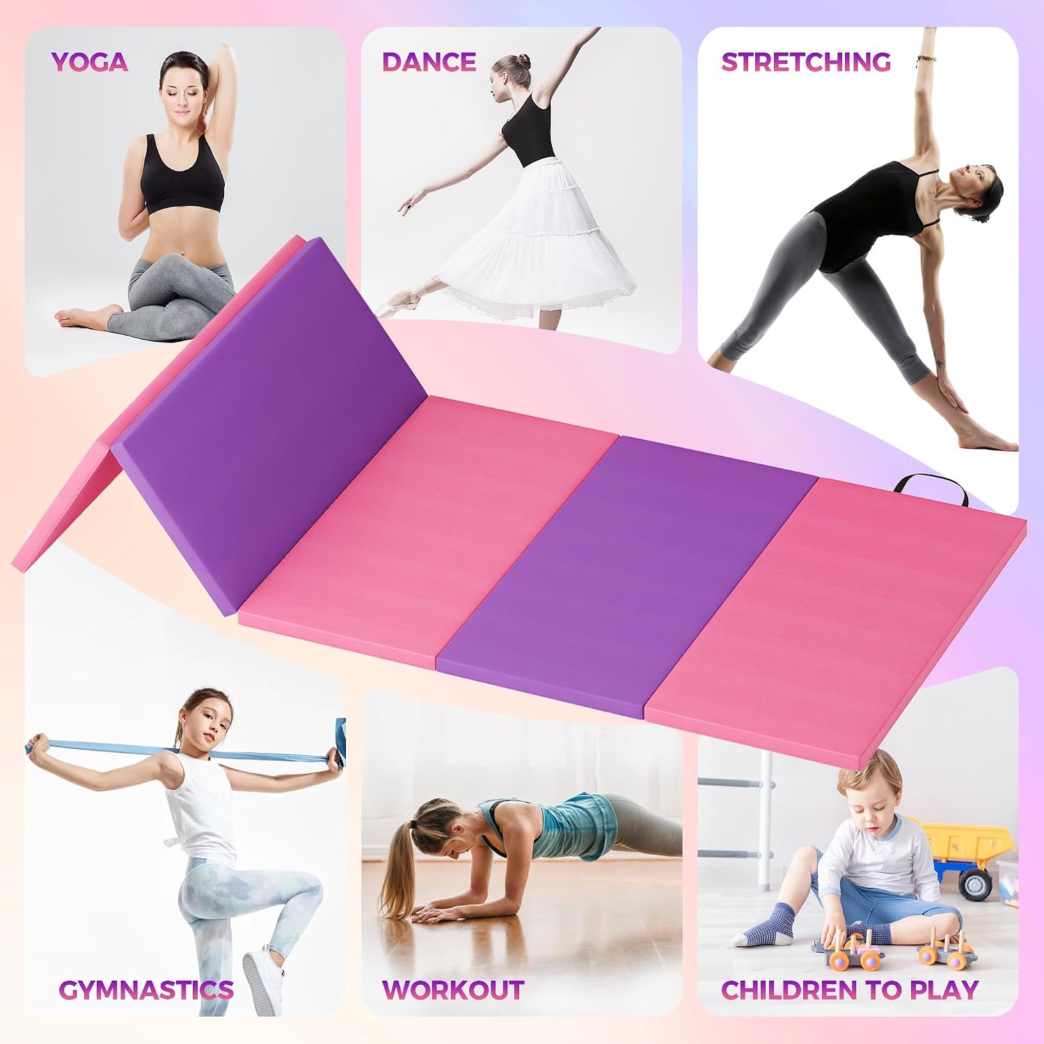 Pilates Yoga Mat - Faltbare Yogamatte, Gymnastikmatte, 5-fach faltbare Übungsmatte