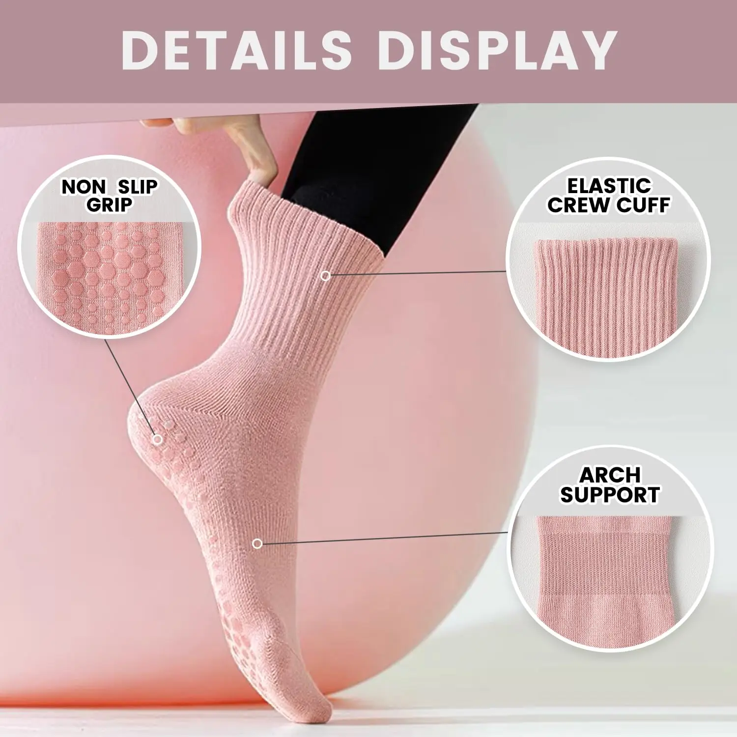 4 Paar Damen-Yoga-Socken, einf – Yoga Pilates Yoga Bewertung und Preis